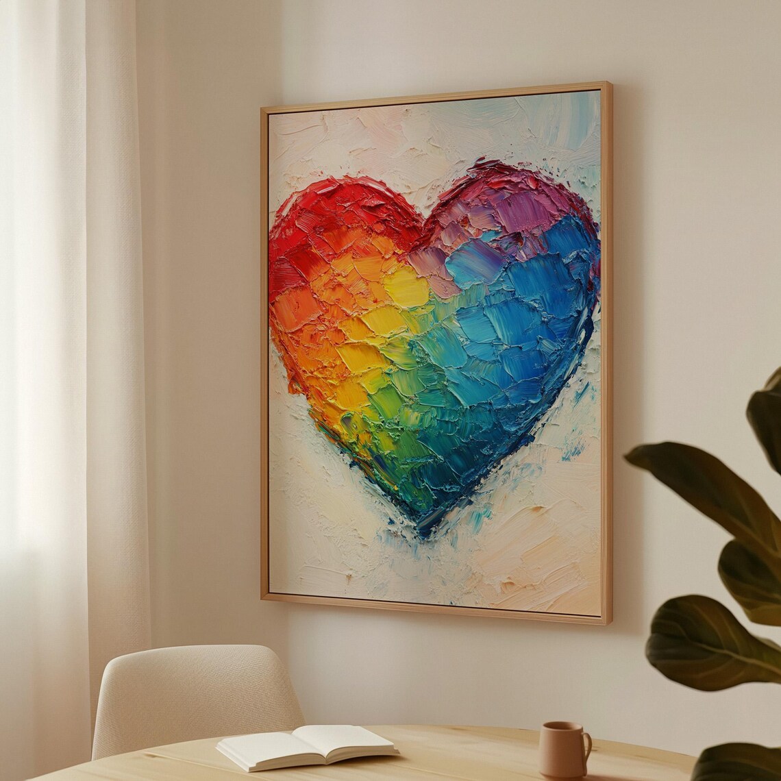 Rainbow Heart Abstract Art Print, Modern Decor - Image 3
