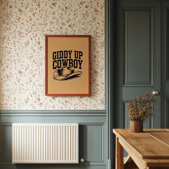 Giddy Up Cowboy Vintage Collegiate Typography Western Wall Art