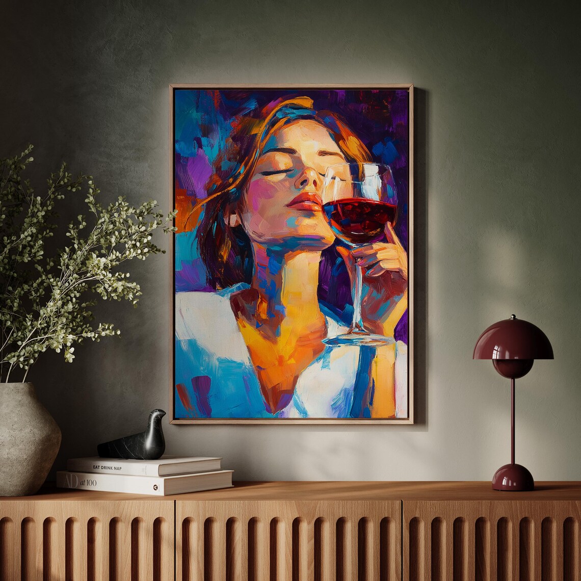 Vibrant Abstract Woman Wine Glass Colorful Impressionist Poster - Image 7