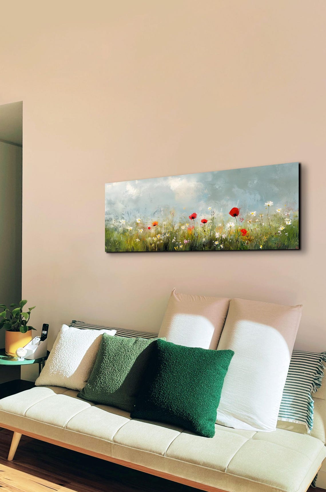 Wildflower Meadow Poppies Daisies Hazy Sky Panoramic Art Poster - Image 7