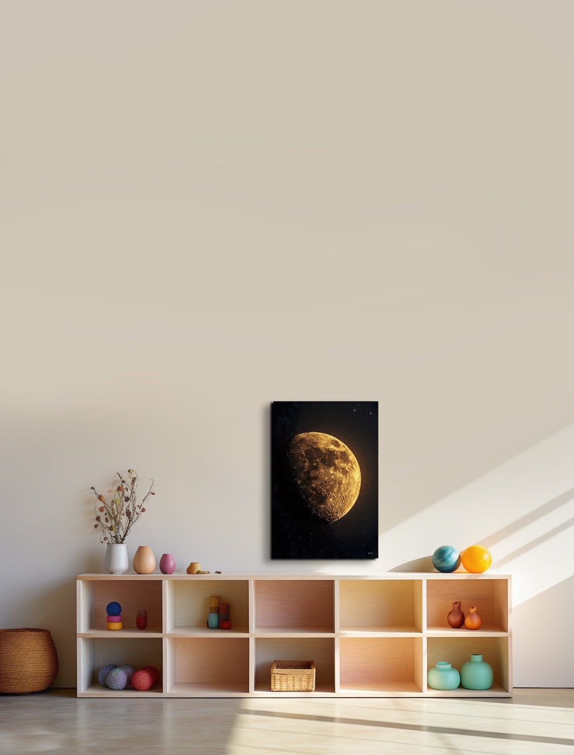 Golden Full Moon Close Up Starry Night Sky Celestial Lunar Poster - Image 7
