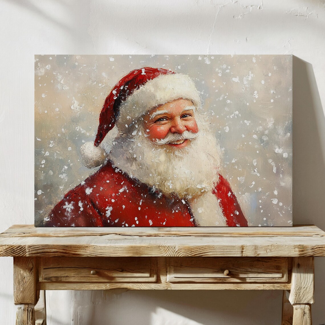 Joyful Santa Claus Holiday Artwork With Snowfall - Image 7