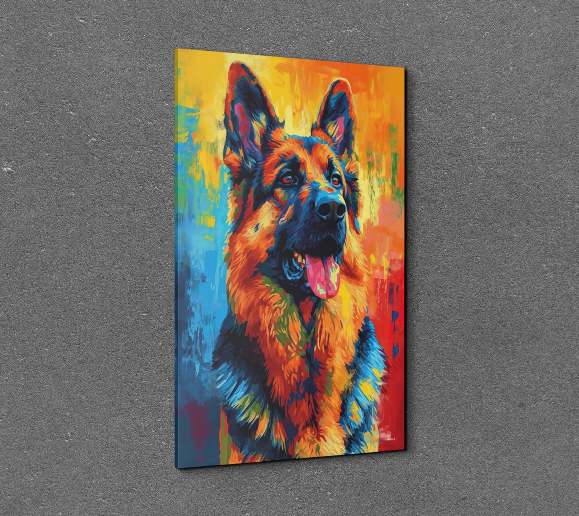 Happy German Shepherd Portrait in Colorful Abstract Pop Art Poster - Image 3
