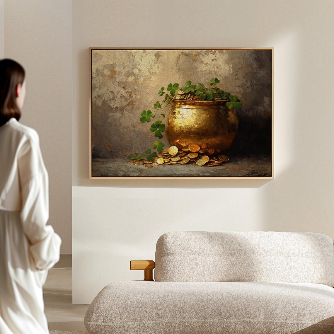 Golden Pot Of Gold And Shamrocks Art Print - Image 4