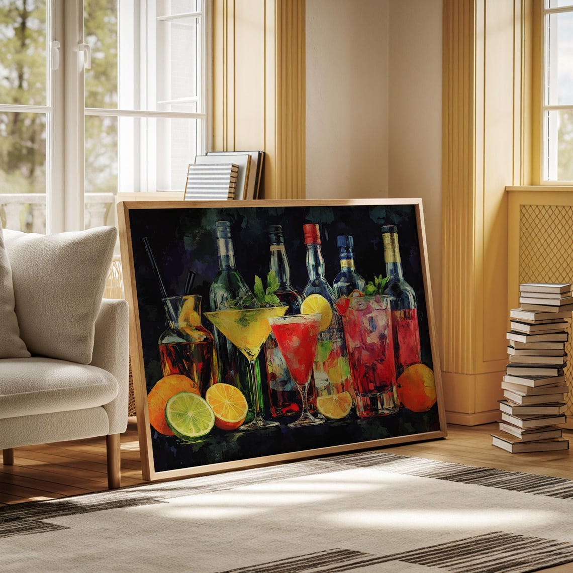 Colorful Cocktail Drinks Citrus Liquor Bottles Modern Bar Poster - Image 6