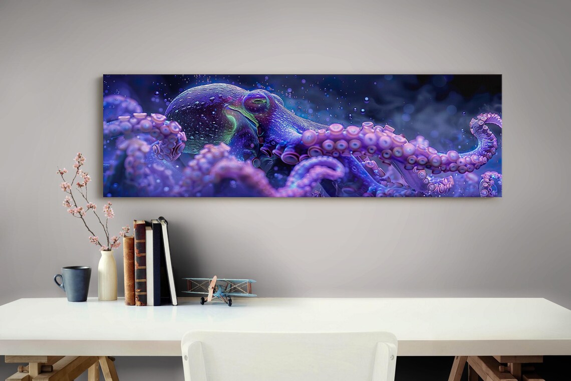 Octopus Wall Art Print, Contemporary Ocean Decor - Image 4