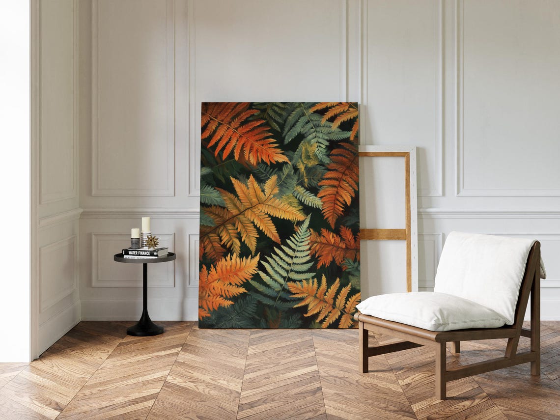 Autumn Fern Botanical Art Colorful Fall Leaves Forest Scene Poster - Image 4