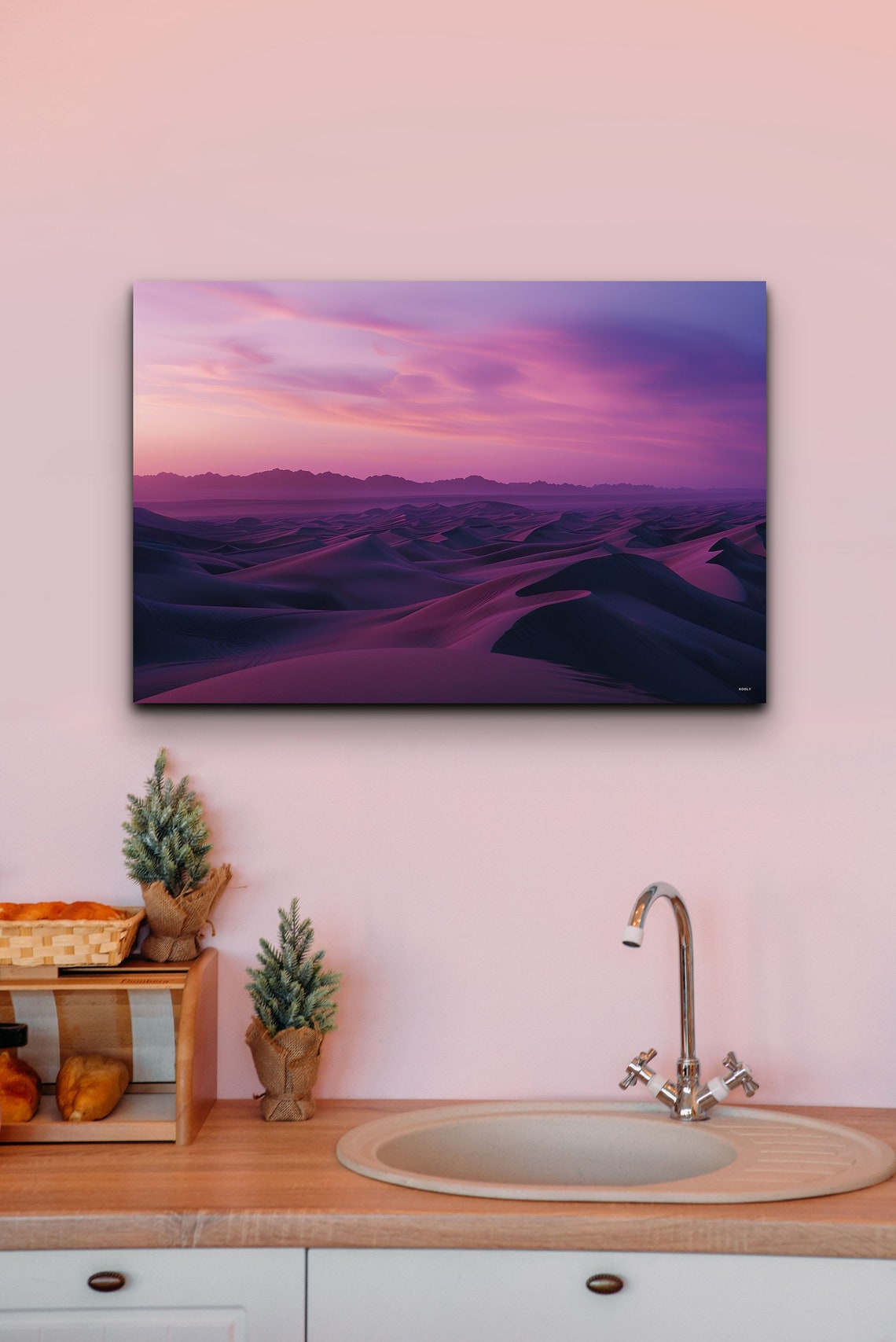 Desert Dunes At Dusk Pink Purple Sunset Minimalist Photo Style Poster - Image 2