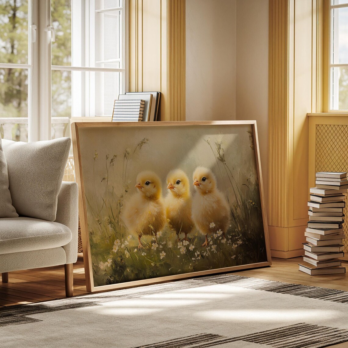 Adorable Trio Of Fluffy Yellow Chicks Art Print - Image 6