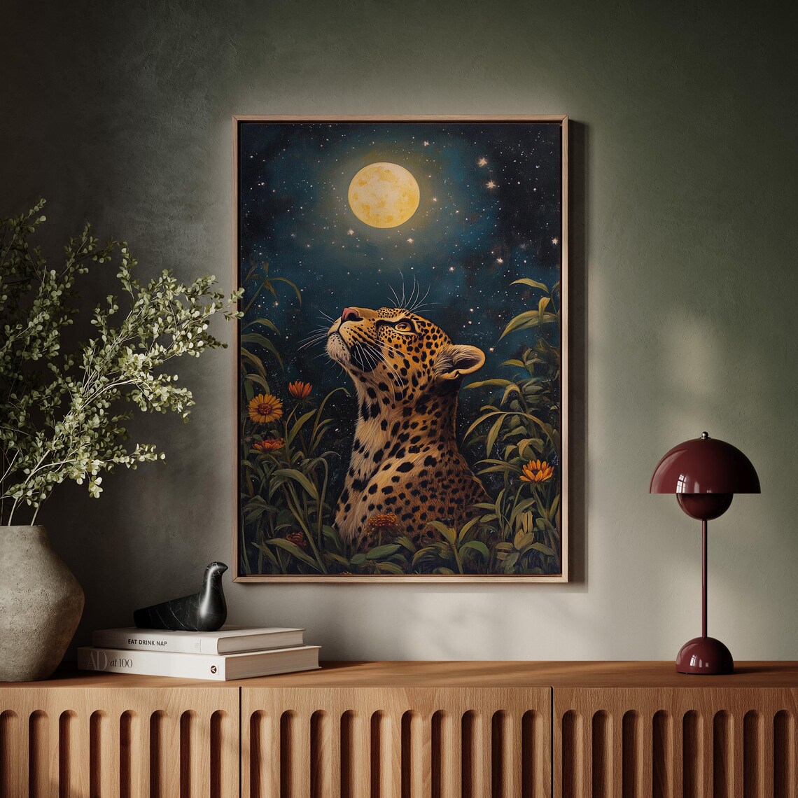 Leopard Under Full Moon, Mystical Wildlife Scene - Image 7