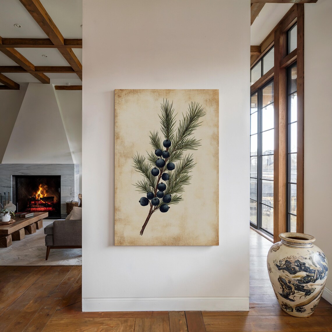 Juniper Botanical Art, Vintage Style Pine Branch Print - Image 3