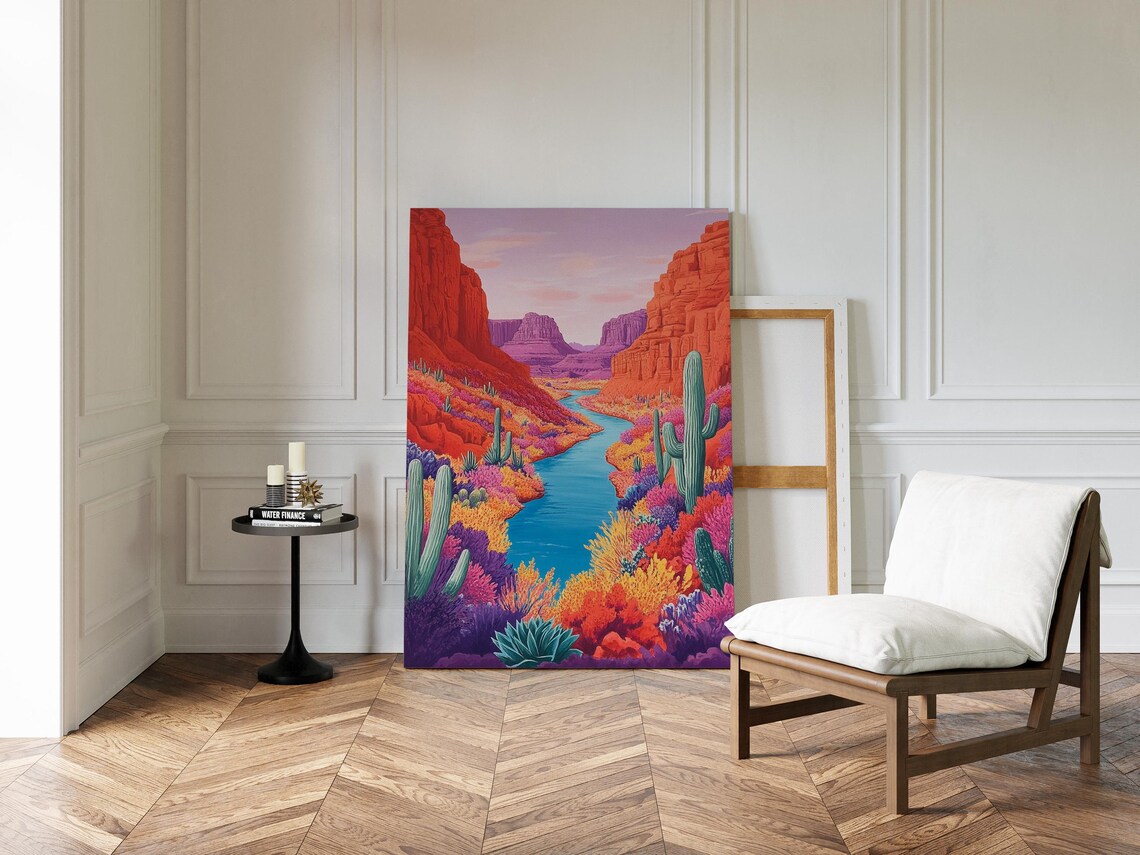 Desert Canyon River Art Print, Southwest Landscape - Image 2