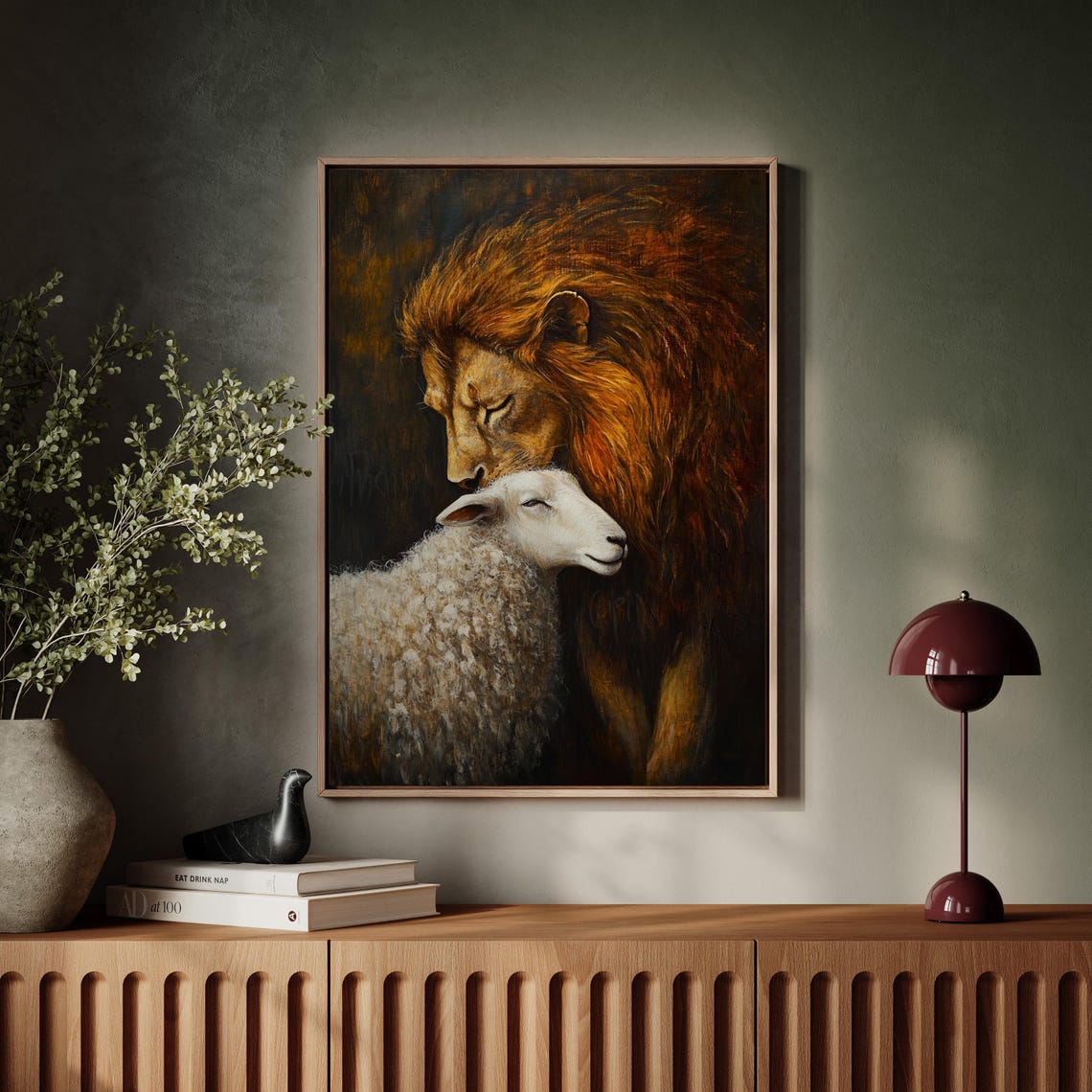 Lion And Lamb Serene Harmony Resting Together Christian Peace Poster - Image 7