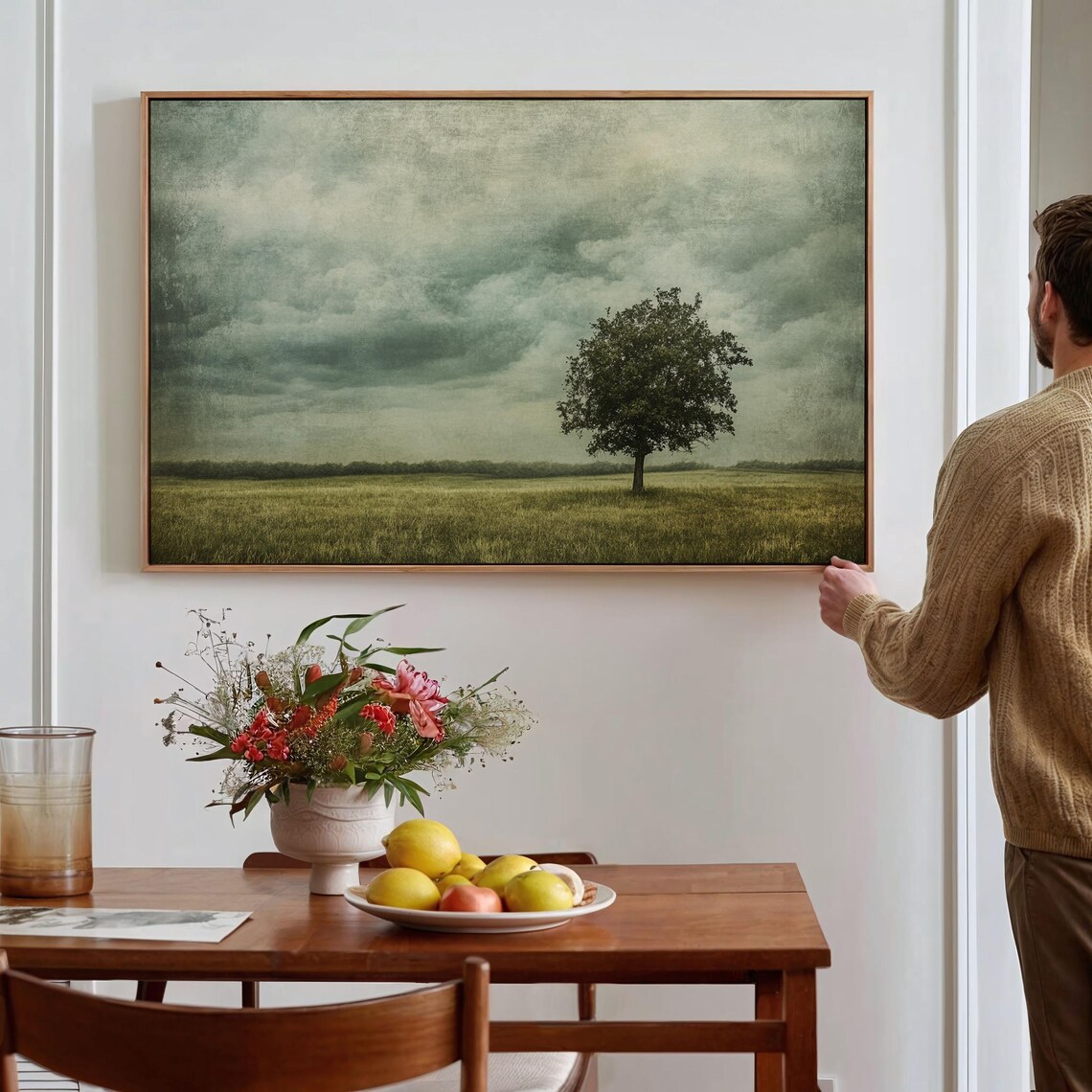 Serene Tree, Rustic Lone Tree Landscape Art Print - Image 3