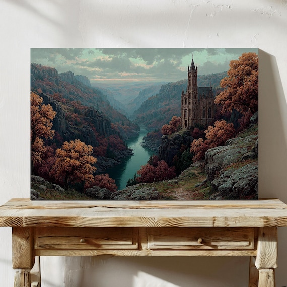 Gothic Castle In Autumn Valley Art Print