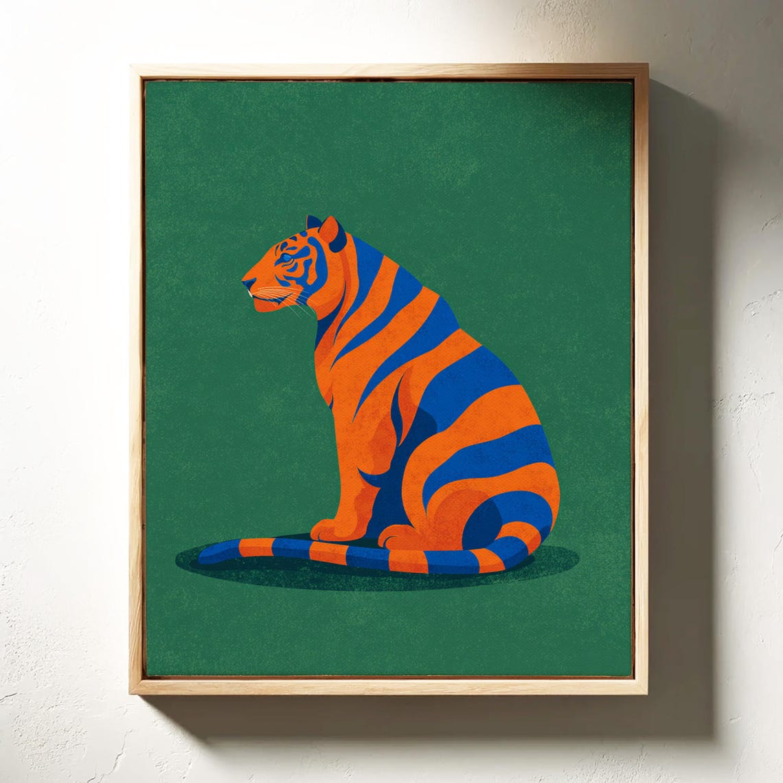 Bold Tiger Illustration In Orange And Blue