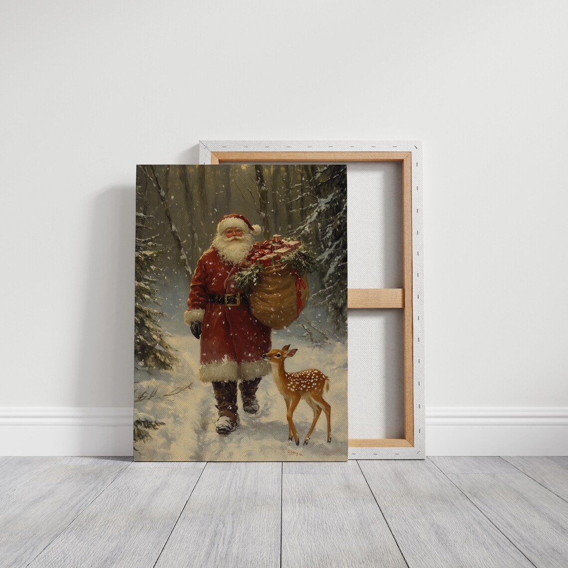 Santa Claus Vintage Christmas Scene Art Print - Image 2