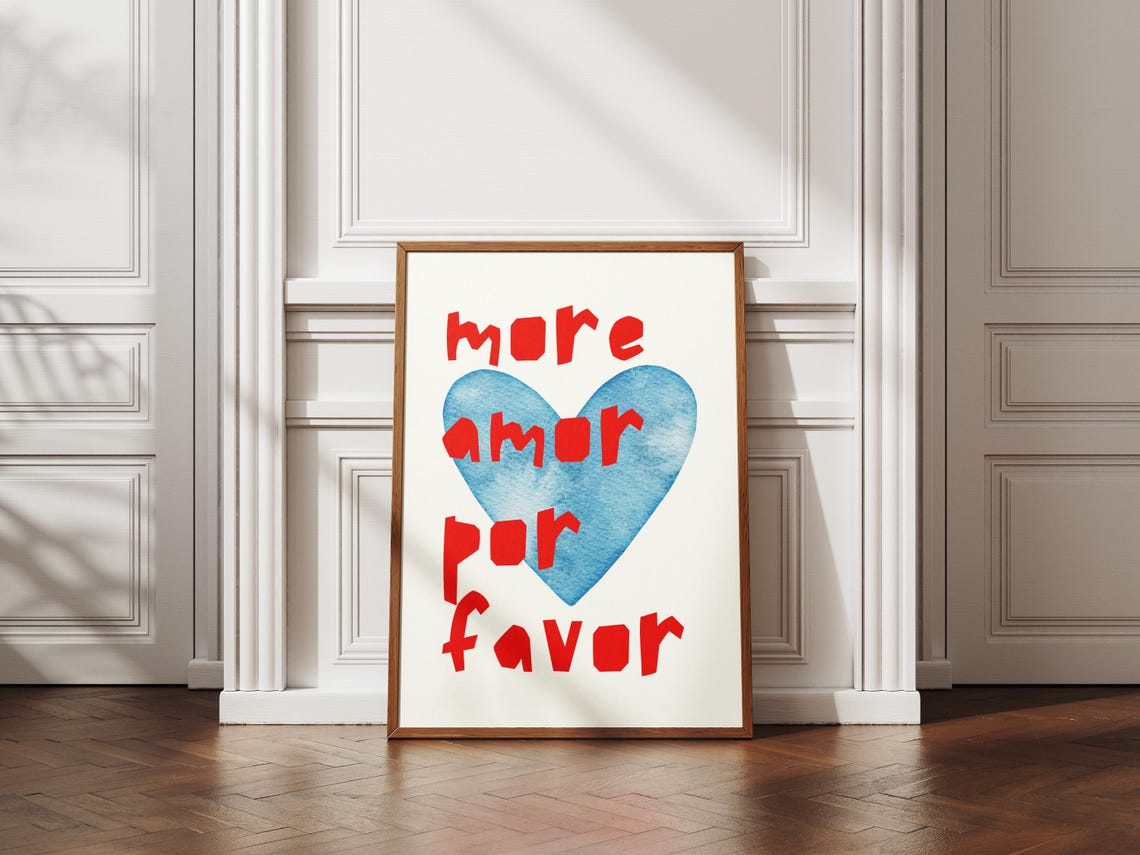 More Amor Por Favor Love Poster Trendy Living Room Decor Playing Card Quote Art Aesthetic Cute Gift Wall Art 1 Print - Image 3