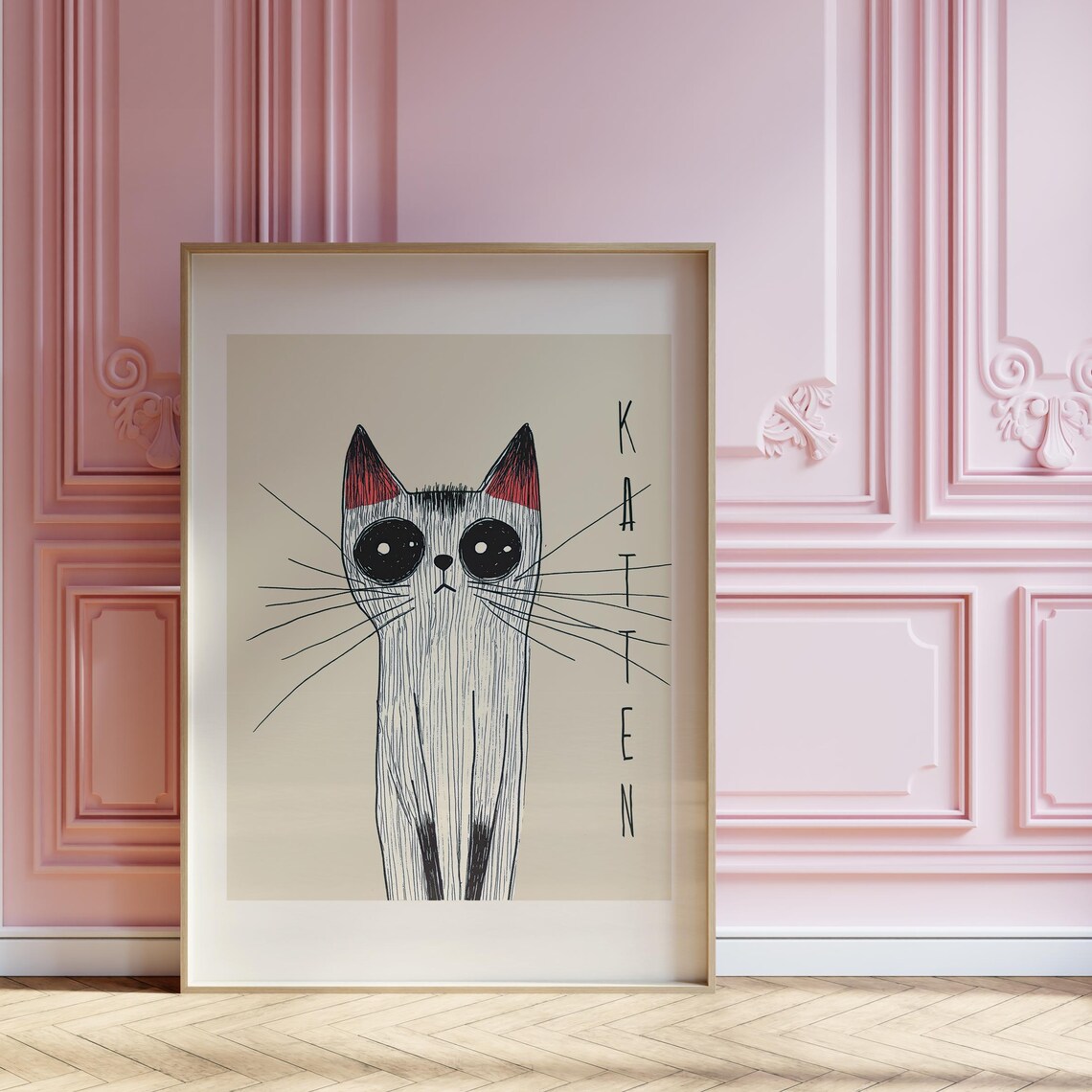 Quirky Cat Illustration Funny Kitten Poster