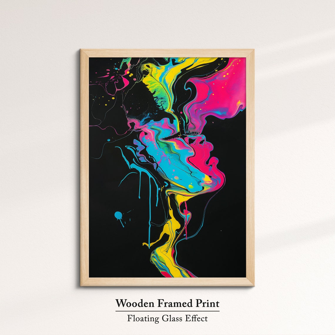 Neon Fluid Paint Splash Woman Profile In Bold Colors Dark Art Poster - Image 6