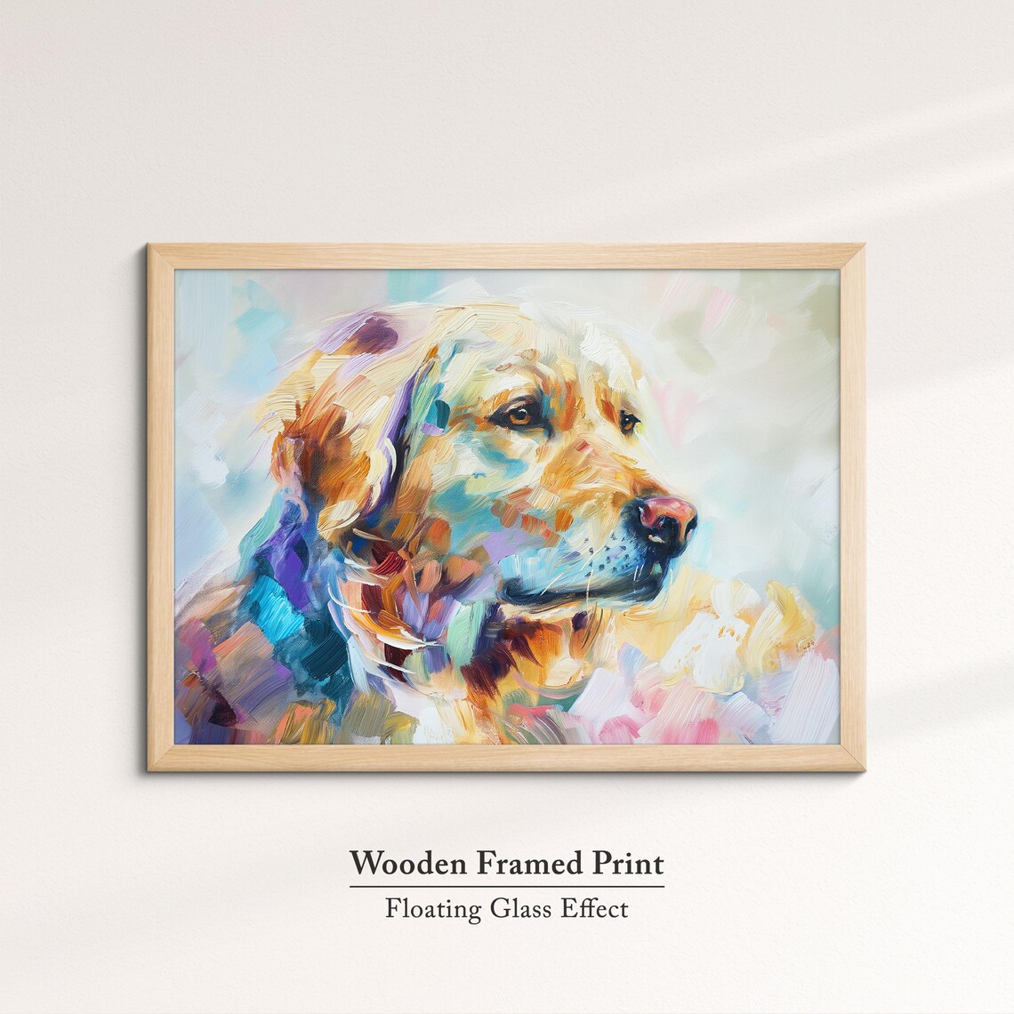 Golden Retriever Side Profile Pastel Blue Purple Abstract Dog Poster - Image 6