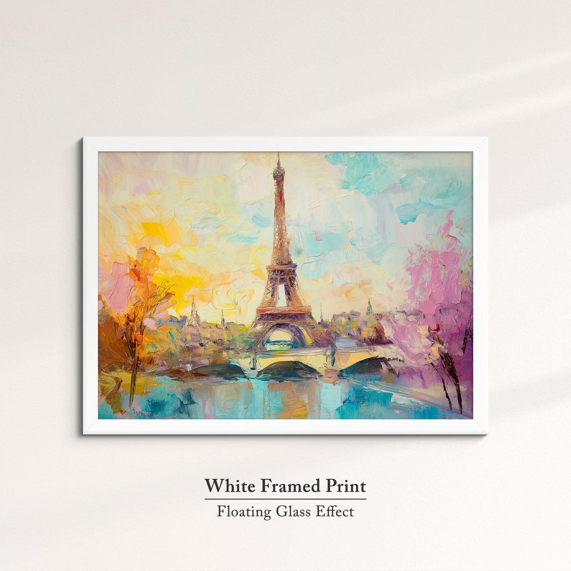 Eiffel Tower Paris Sunset Bridge Pastel Impressionist Travel Poster - Image 7