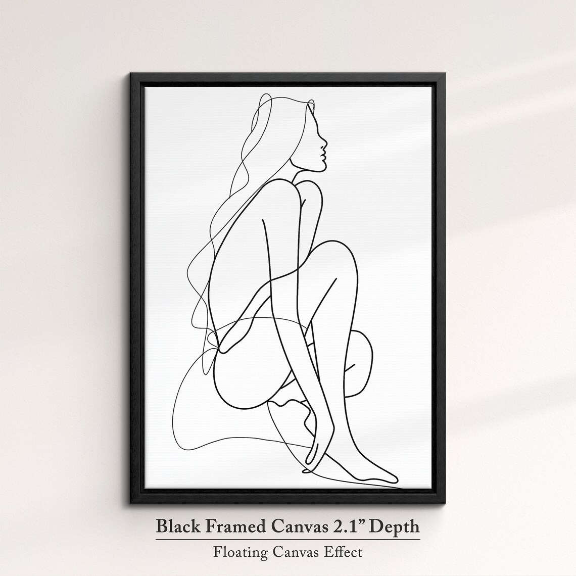 Crouching Woman Figure Continuous Line Art Drawing Minimalist Wall Decor Poster - Image 2