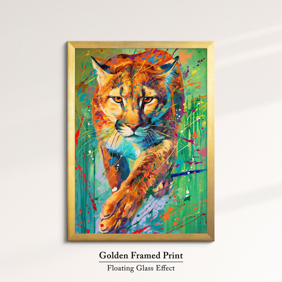 Prowling Lioness Vibrant Pop Art Painting Colorful Splatter Wildlife Wall Poster - Image 5