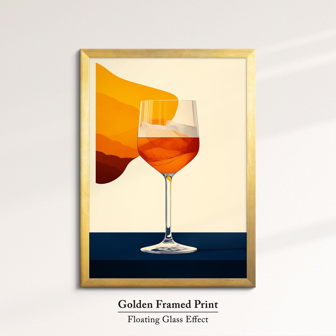 Wine Glass Minimalist Orange Abstract Sunset Drink Kitchen Decor Poster - Image 5