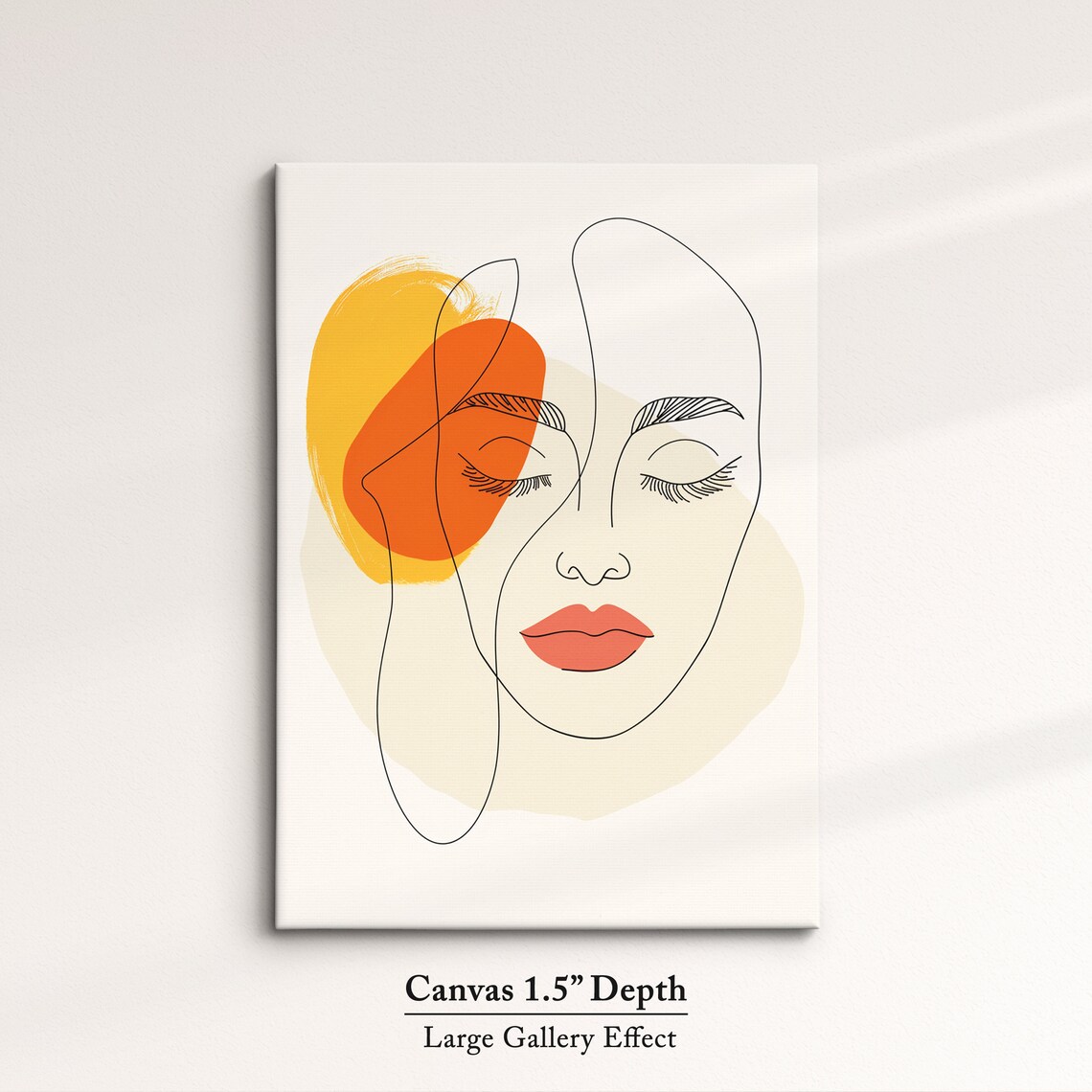 Abstract Woman Face Line Art Modern Minimalist Warm Tone Wall Art - Image 3