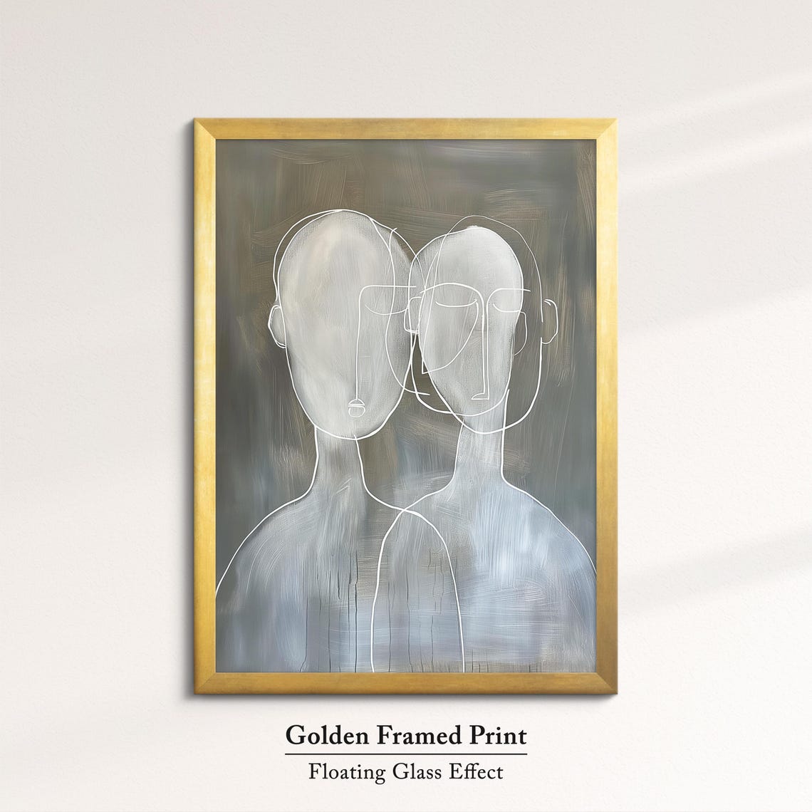 Two Abstract Faces Minimalist Line Art Couple Modern Gray Wall Poster - Image 5