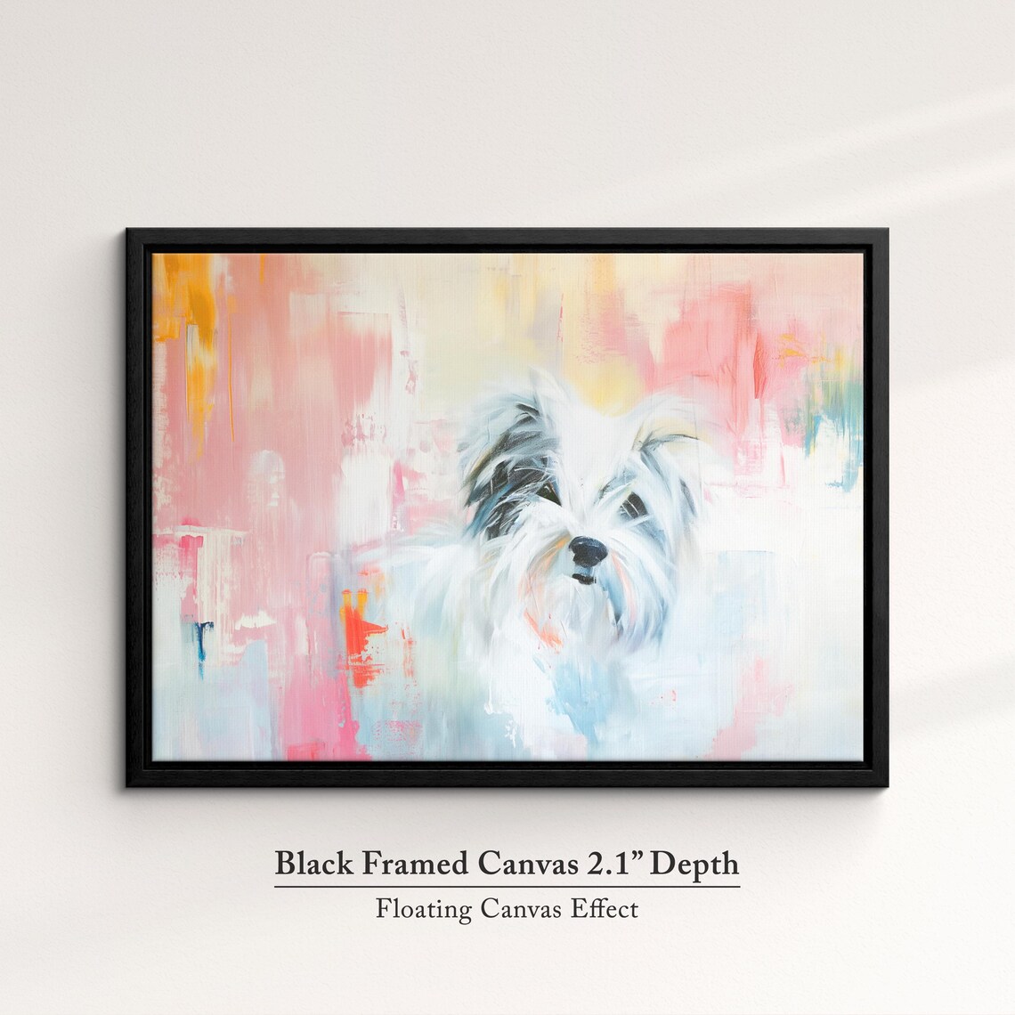 White Shih Tzu Puppy Portrait Pink Abstract Background Dog Poster - Image 2