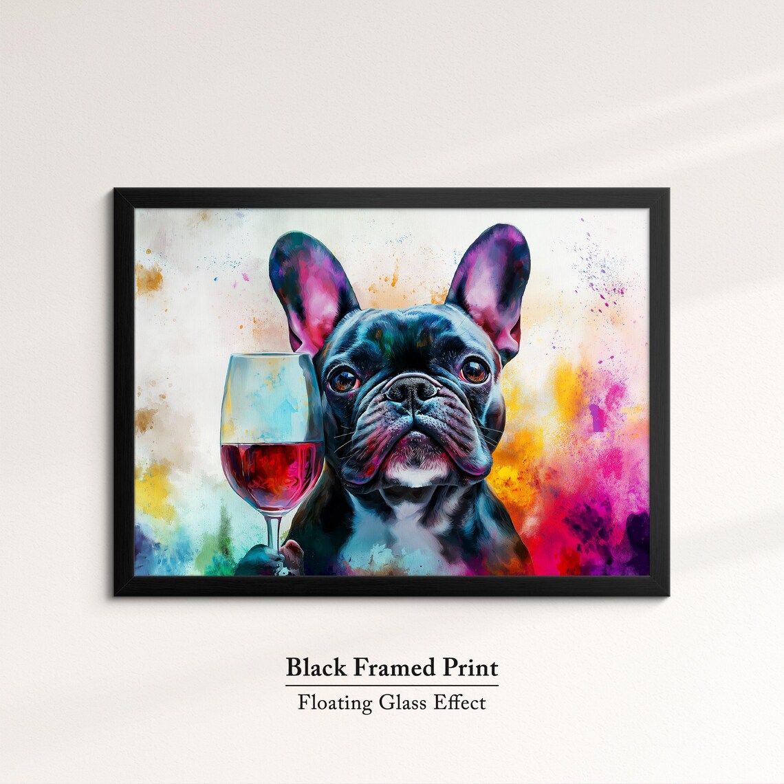 French Bulldog With Red Wine Glass Colorful Watercolor Dog Art Print - Image 8
