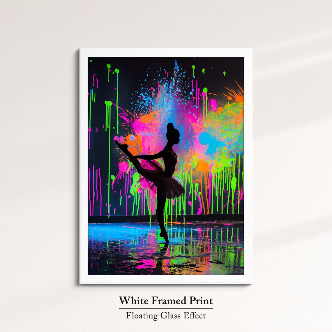 Vibrant Ballerina Art Neon Dance Painting Colorful Ballet Wall Decor Modern Dance Artwork Splatter Paint Style Artistic Decor - Image 7