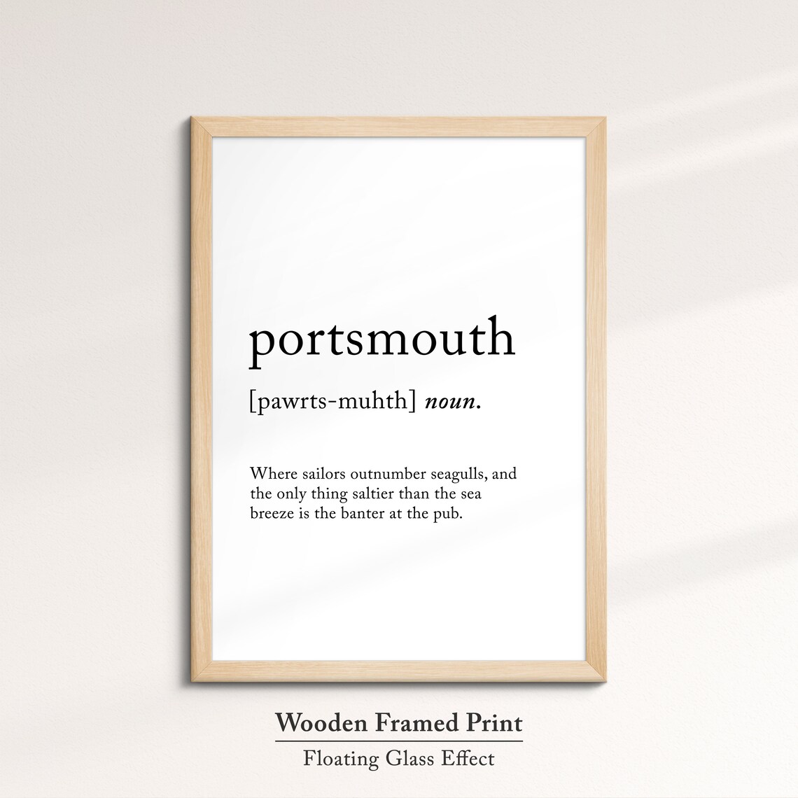 Portsmouth England Uk Definition Dictionary Funny Quote Minimalist Framed Print Framed Wall Art Poster Home Decor Interior Gifts - Image 6