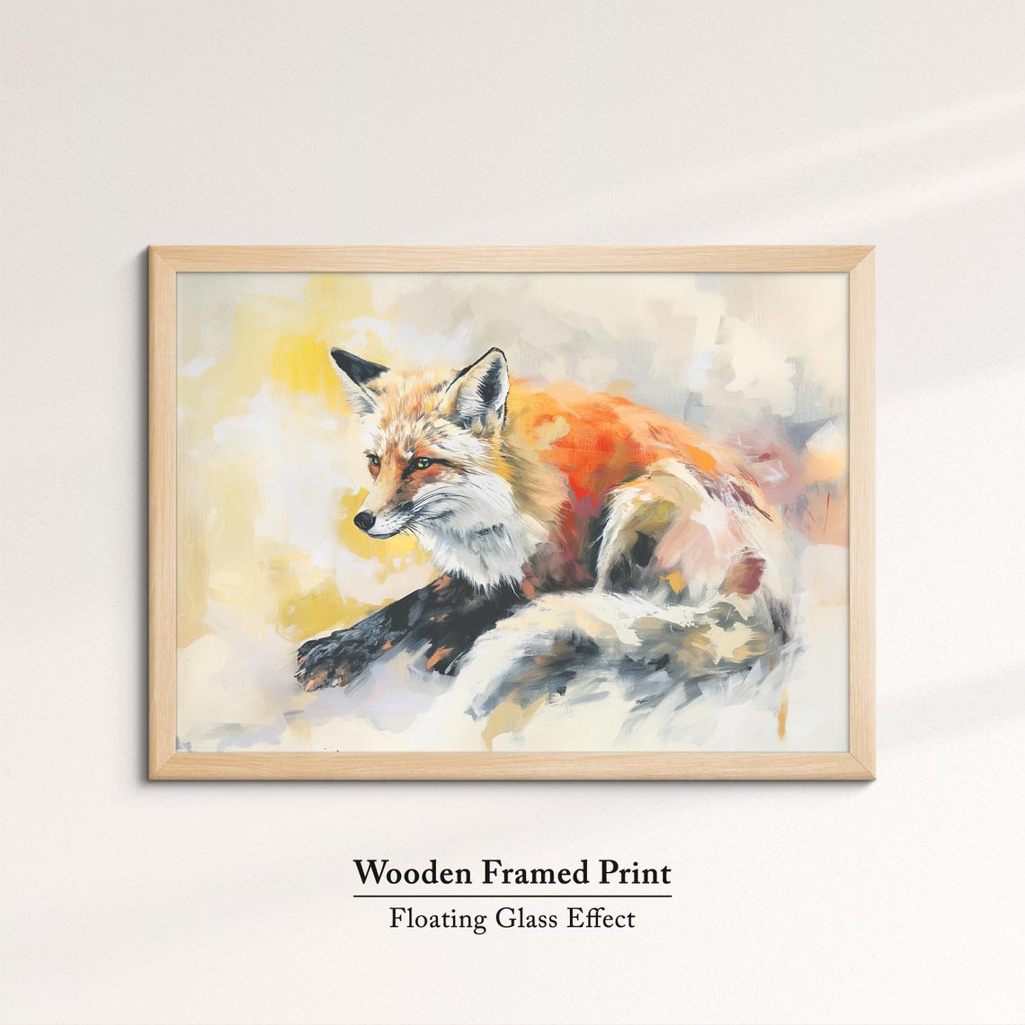 Red Fox Resting Abstract Watercolor Pastel Wildlife Wall Poster - Image 6