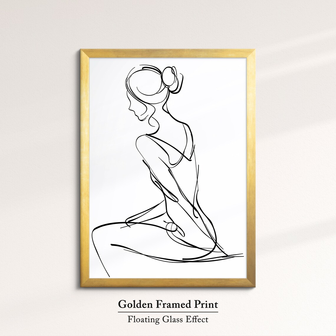 Minimalist Woman Line Art Seated Figure Black Drawing Feminine Art Print - Image 5