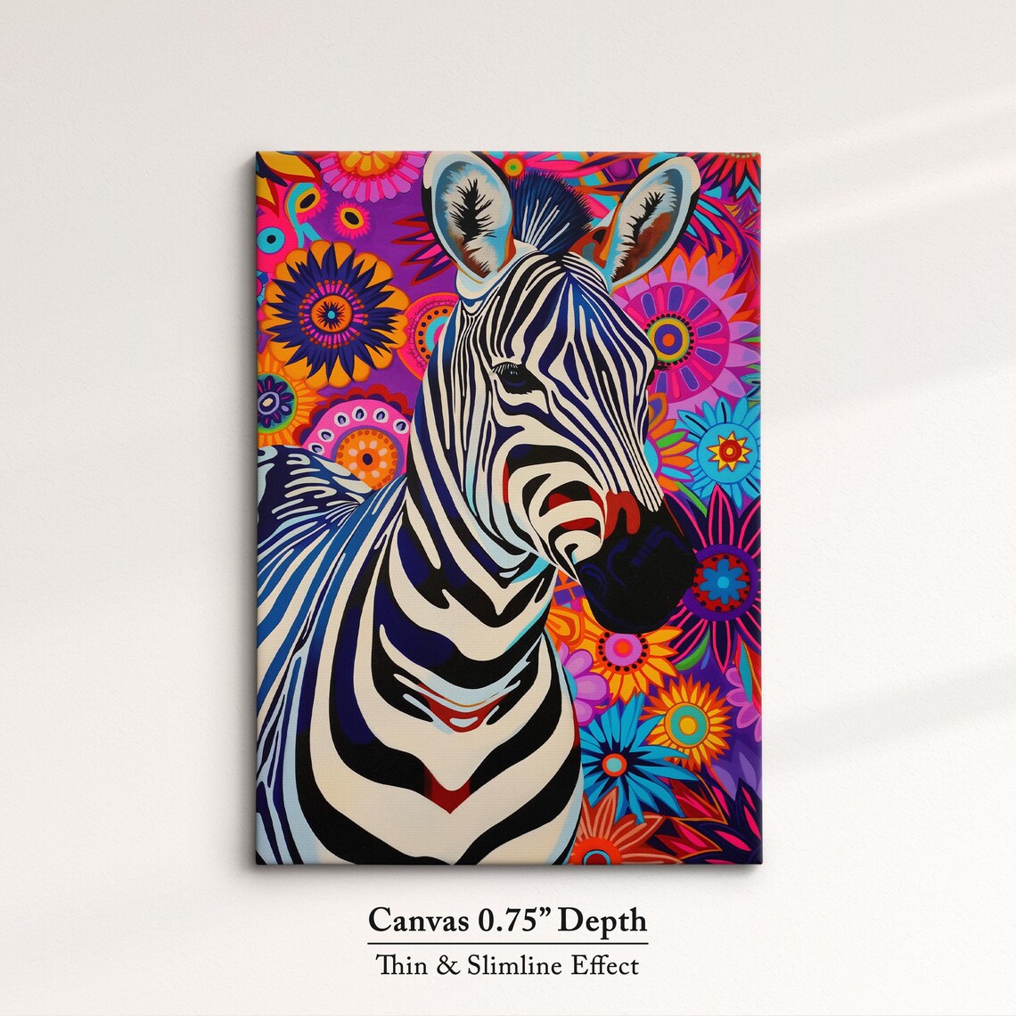 Zebra Colorful Floral Mandala Background Abstract Portrait Art Poster - Image 4