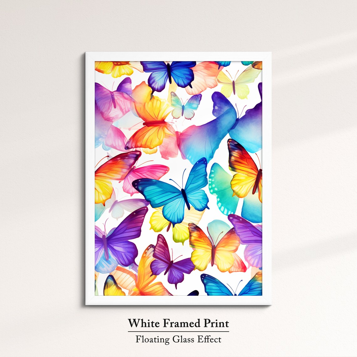Rainbow Watercolor Butterflies On White Whimsical Insect Art Poster - Image 7