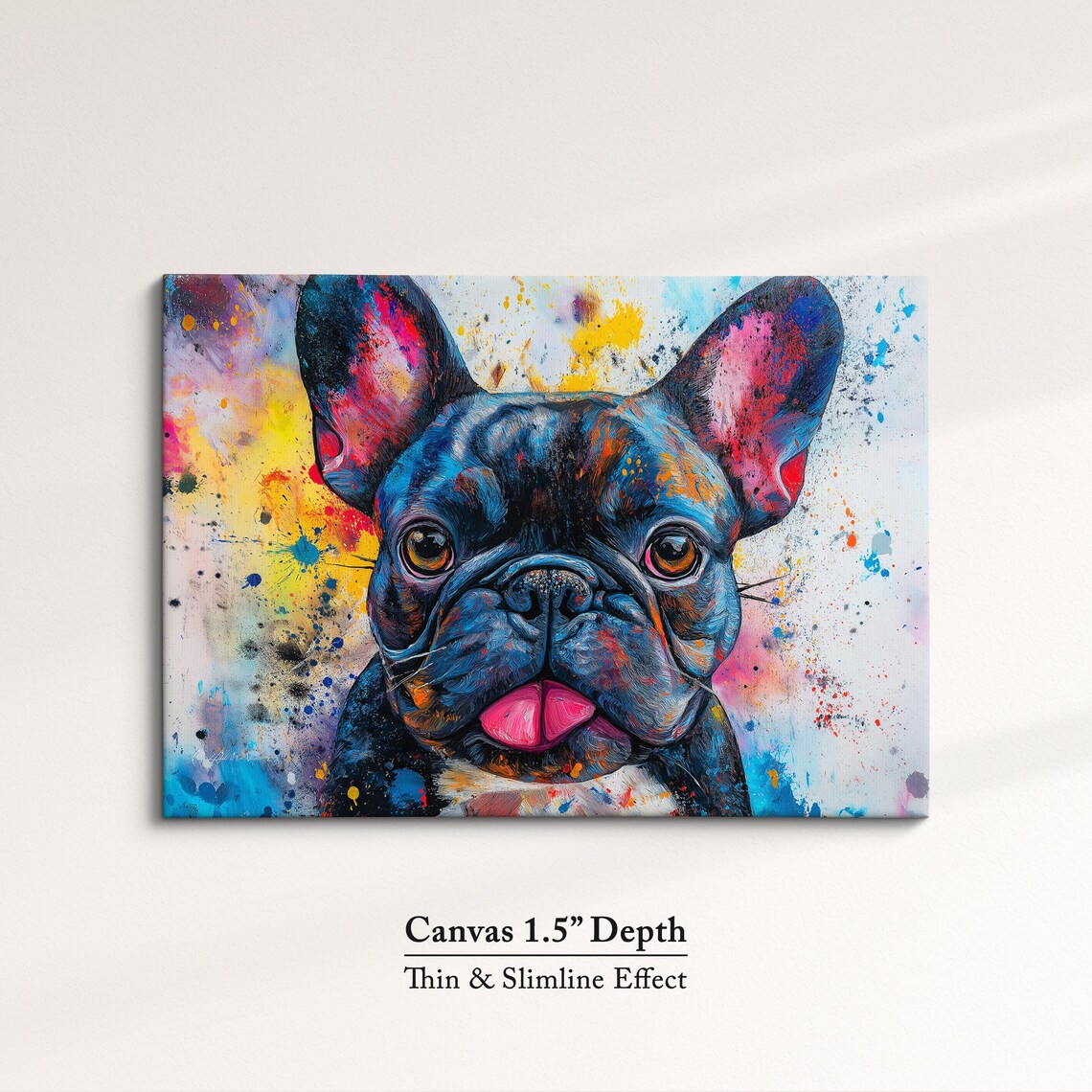 French Bulldog Tongue Out Colorful Splatter Portrait Dog Art Print - Image 3