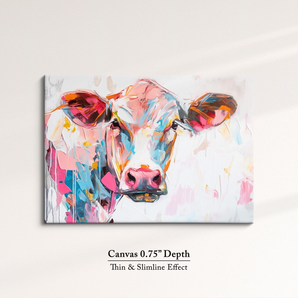 Cow Head Colorful Pastel Abstract Farm Animal Portrait Wall Art - Image 4