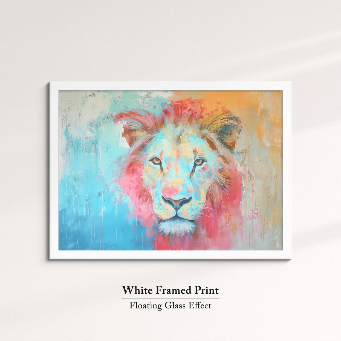 Lion Bold Pink Mane Turquoise Face Colorful Abstract Art Poster - Image 7