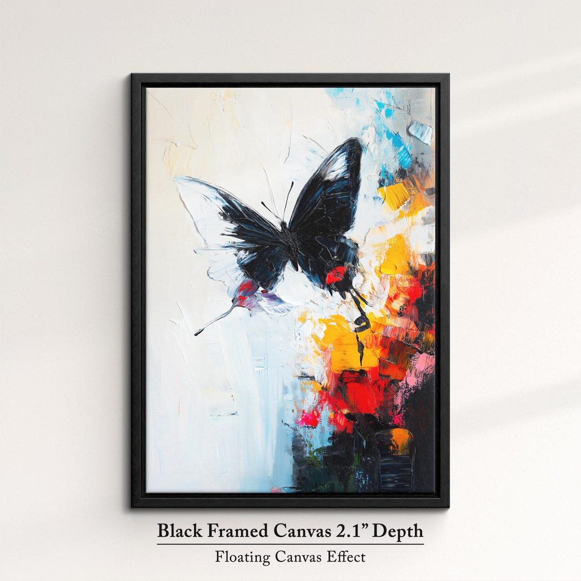 Colorful Butterfly Abstract Oil Painting Framed Print Framed Portrait Wall Art Poster Home Decor Interior Butterfly Lover Gift - Image 2