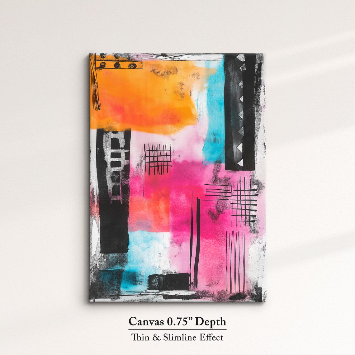 Colorful Abstract Modern Art Orange Pink Cyan Geometric Line Poster - Image 4