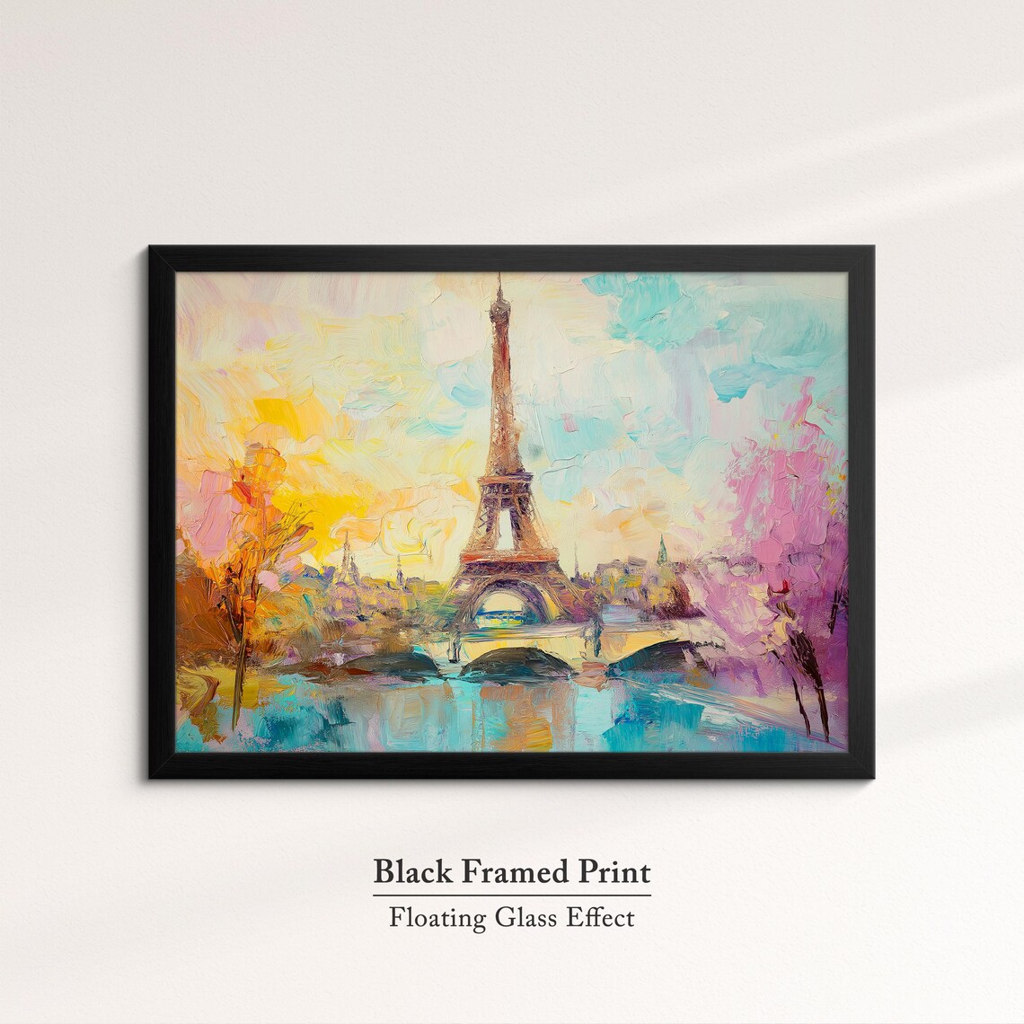 Eiffel Tower Paris Sunset Bridge Pastel Impressionist Travel Poster - Image 8