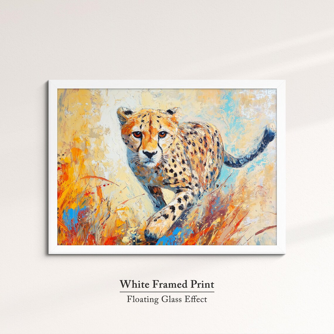 Cheetah Running Colorful Palette Knife Abstract Wildlife Wall Art Poster - Image 7