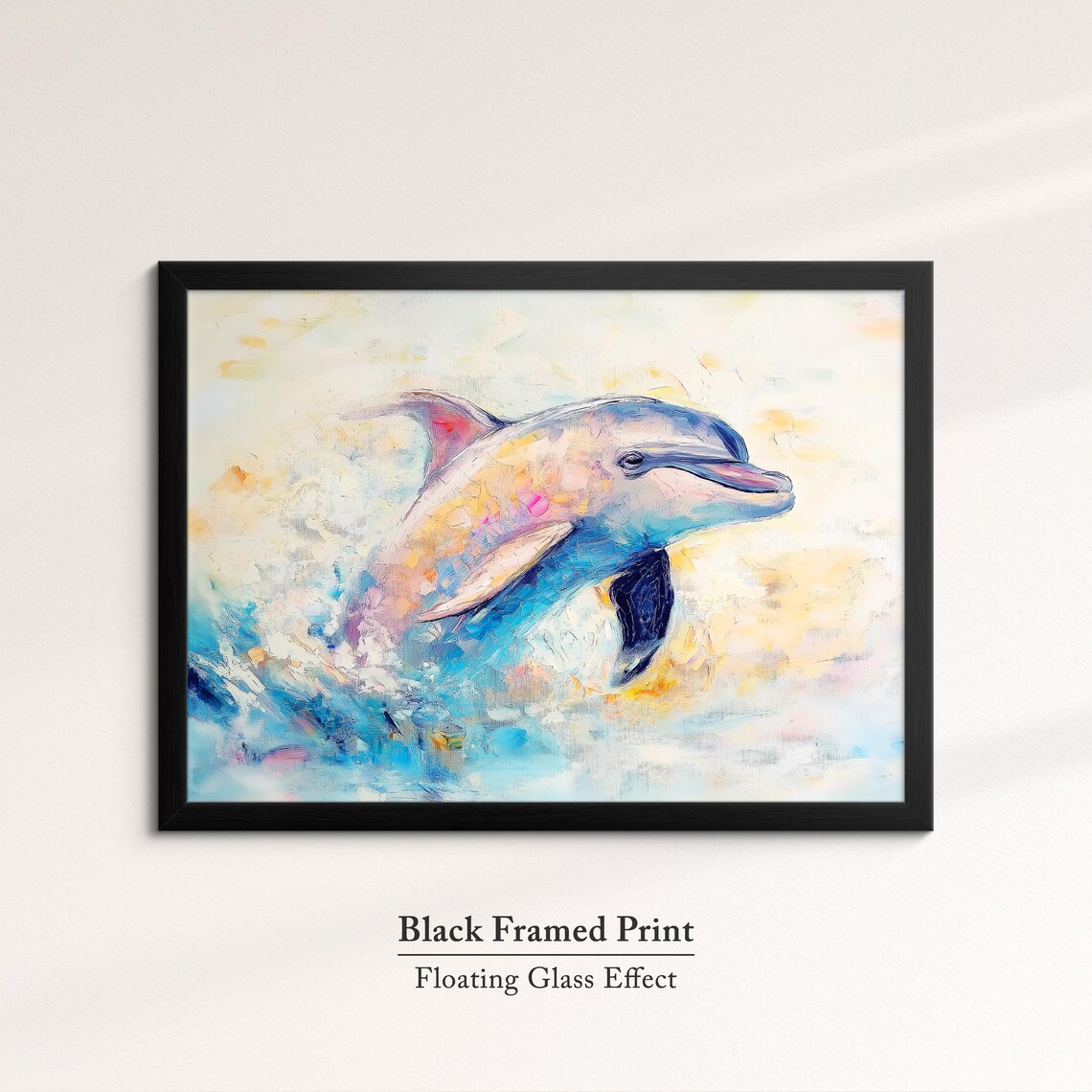 Dolphin Leaping Pastel Waves Colorful Ocean Abstract Wall Art Poster - Image 8
