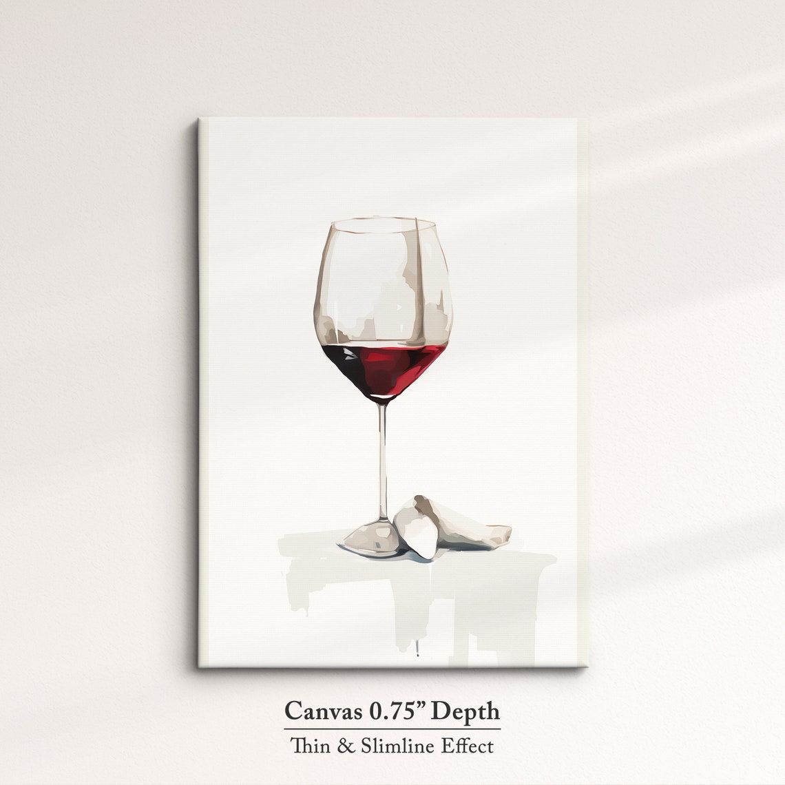Minimalist Red Wine Glass With Petals White Elegant Kitchen Wall Art - Image 4