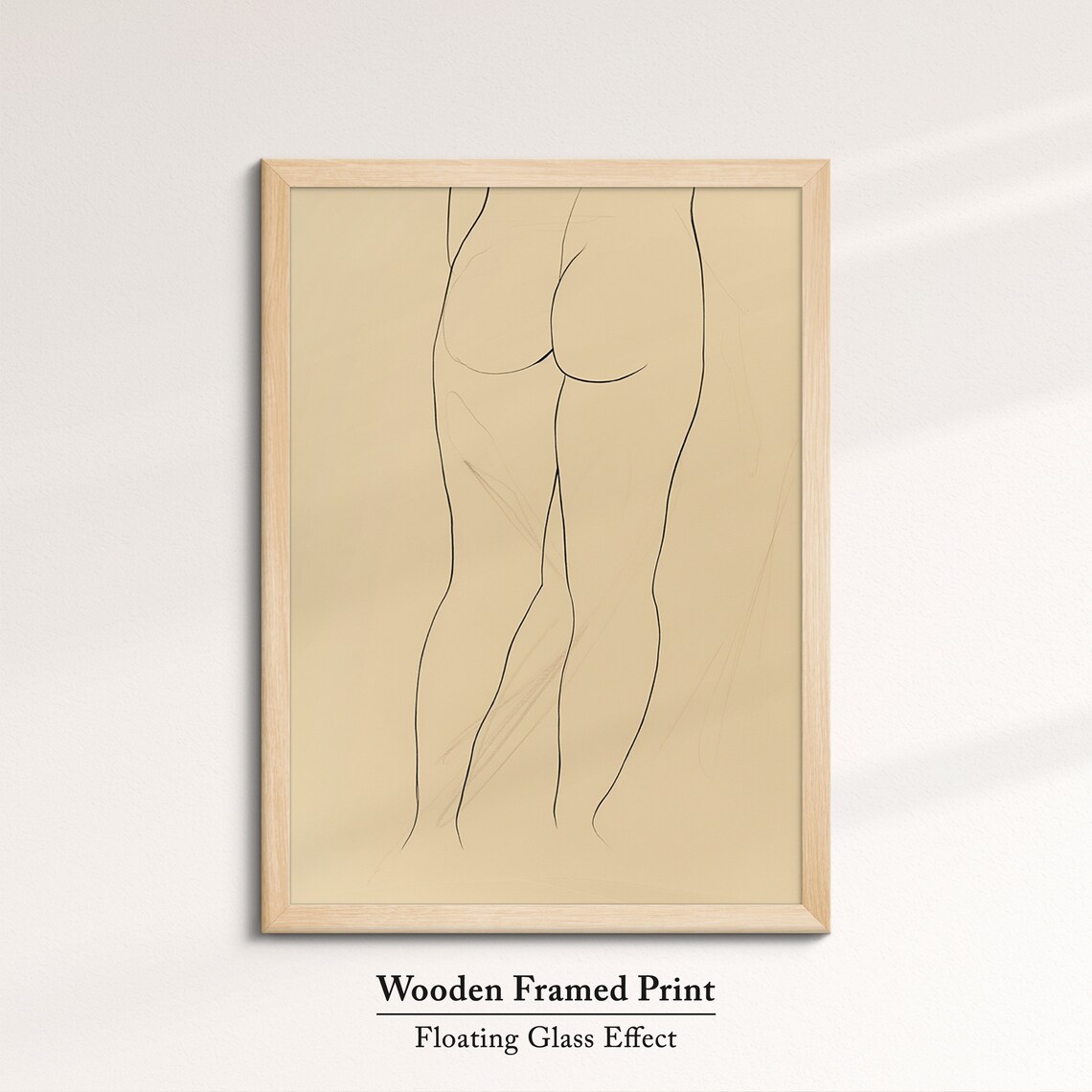 Minimalist Woman Body Line Art Drawing Beige Feminine Wall Art Print - Image 6