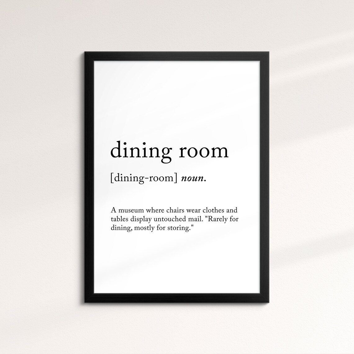 Dining Room Minimalist Definition Quote Word Art Framed Print Framed Female Wall Art Lady Poster Feminine Home Decor Gifts For Her